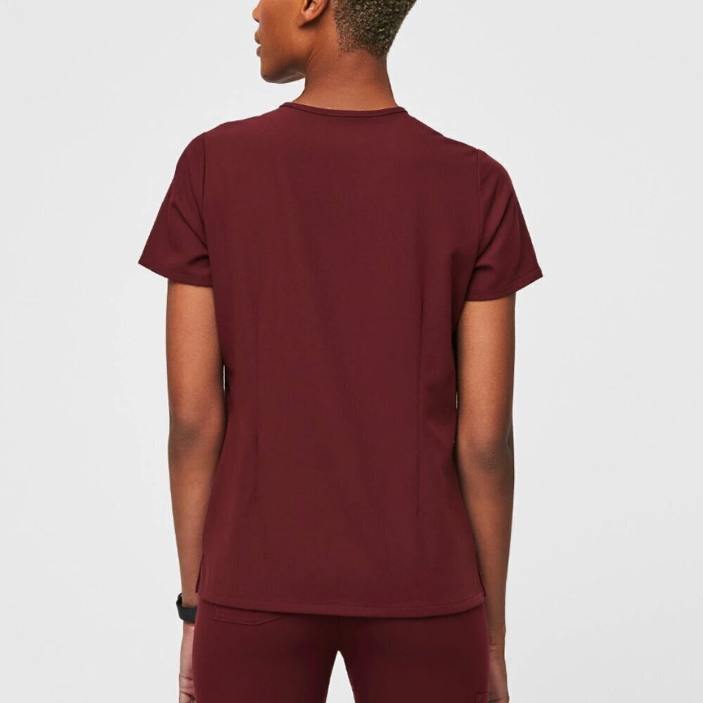 FIGS Women's Catarina One-Pocket Scrub Top in Burgundy, size XXS - Picture 9 of 9